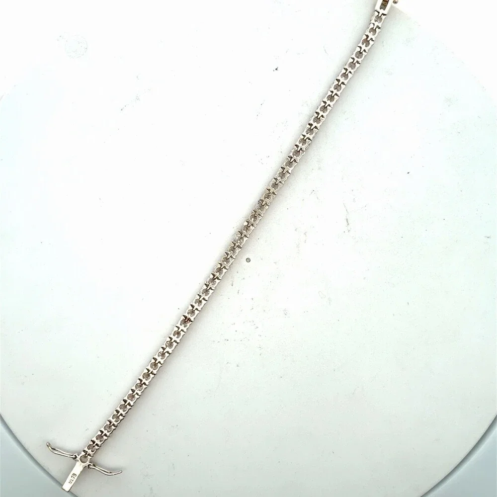 Estate Designer SETA 925 Sterling Silver Cubic Zirconia CZ Tennis Bracelet